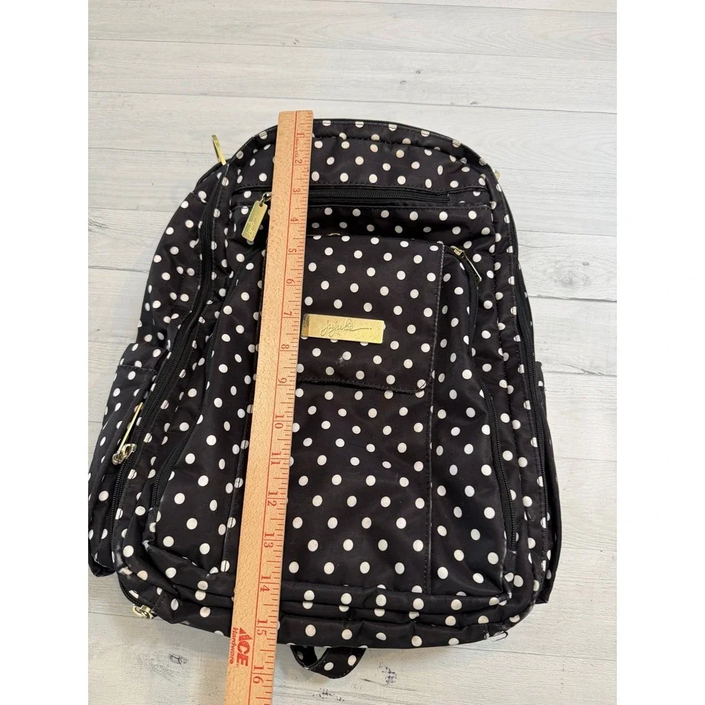 Jujube Be Right Back backpack diaper bag duchess print black and white polka dot